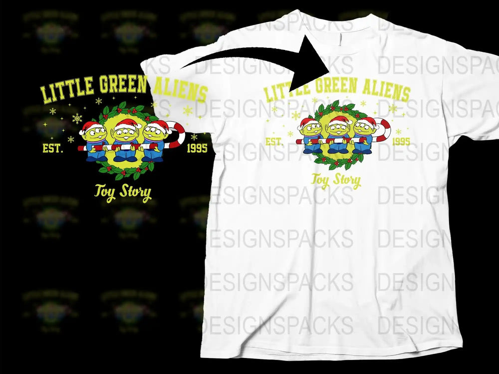 Toy Story T-Shirt, Little Green Aliens Design, Kids and Adult Sizes, Unisex White Tee, 1995 Retro Style, Movie Fan Apparel
