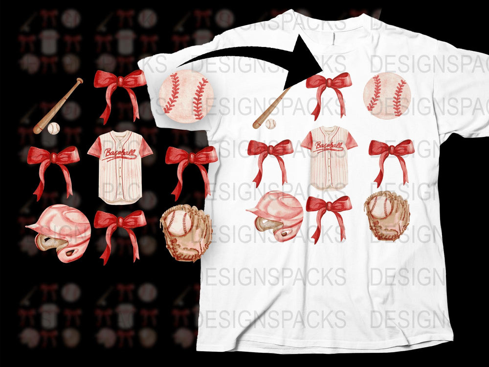 Baseball Themed T-Shirt and Accessories Set, Vintage Style Sports Apparel and Decorative Items