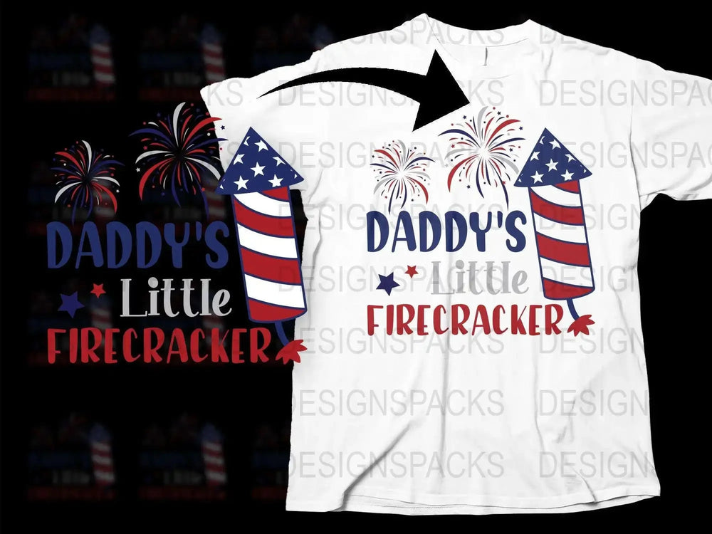 Daddy's Little Firecracker T-Shirt, Patriotic Kids Tee, Fourth of July Family Outfit, American Flag Design, Festive Holiday Wear