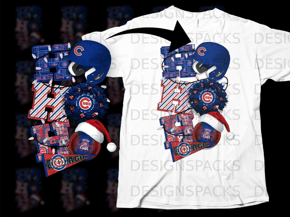 Chicago Cubs Fan Holiday Theme White T-Shirt
