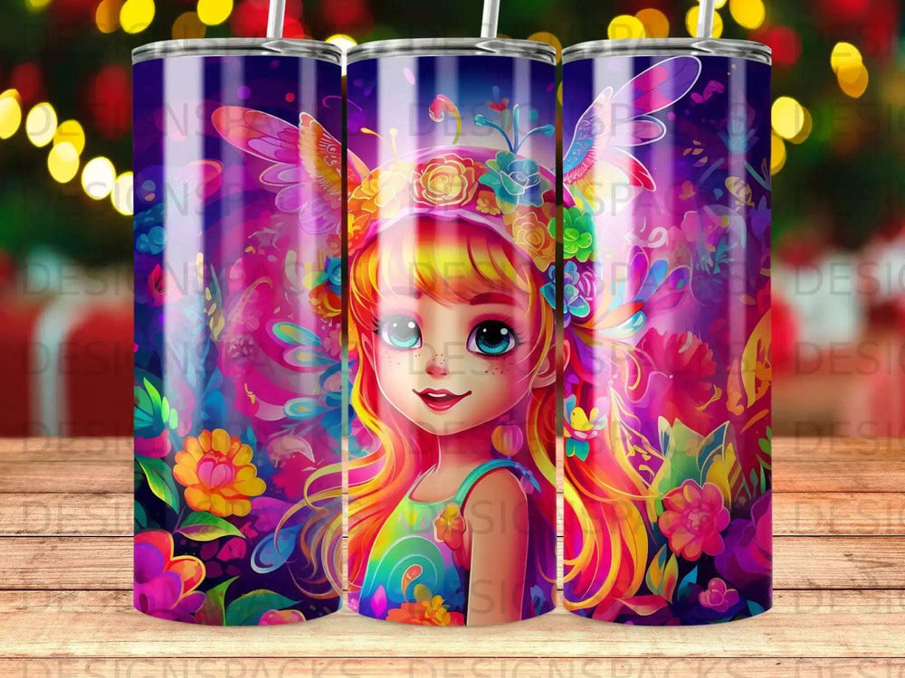 Girl with floral crown and colorful vibrant background.
