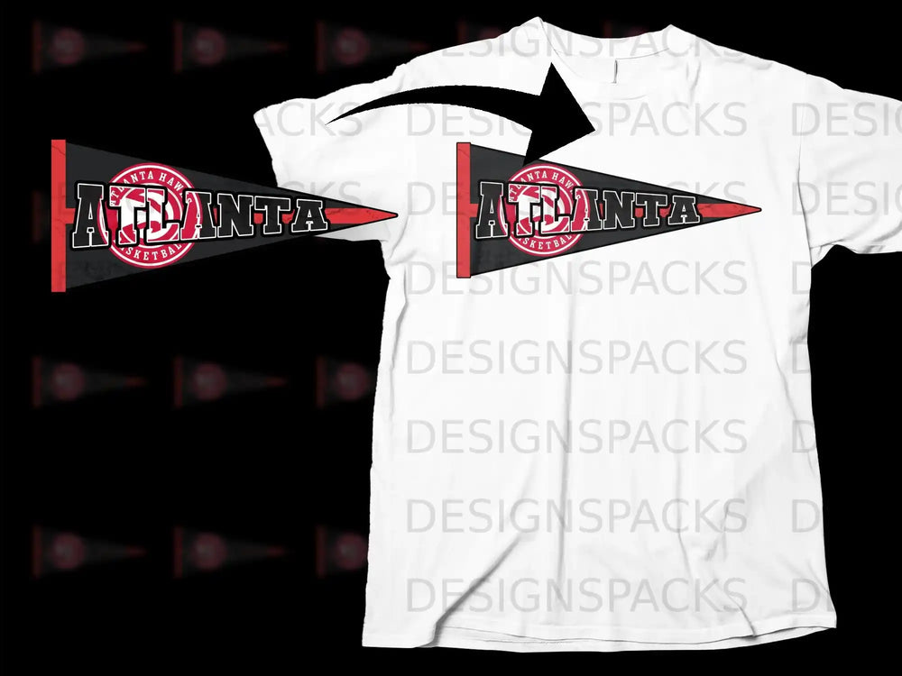 Atlanta Basketball Pennant Graphic T-Shirt Design