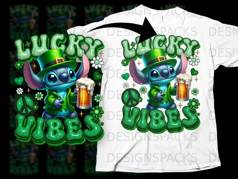Lucky Vibes Stitch Leprechaun Shamrock Beer product type