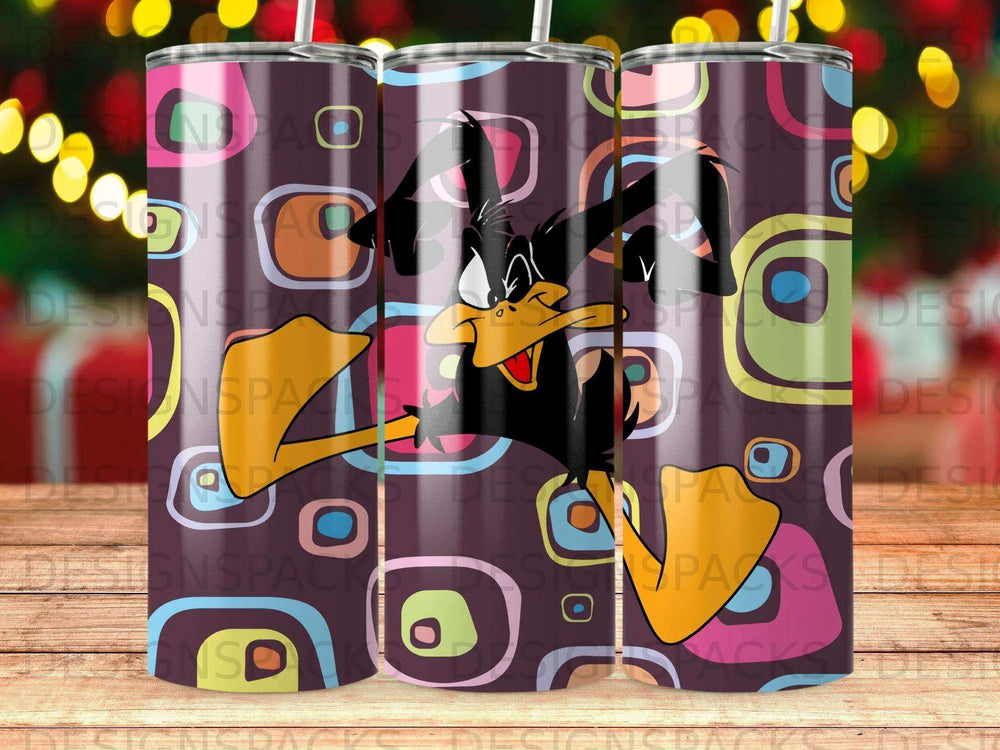 Daffy Duck Retro Abstract Background Tumbler Digital Wrap Design