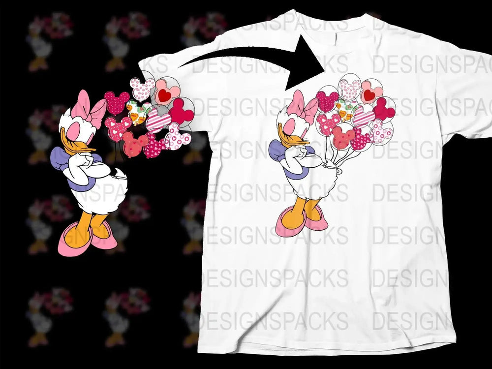 Daisy Duck Valentine's Day Balloon Png Digital Download