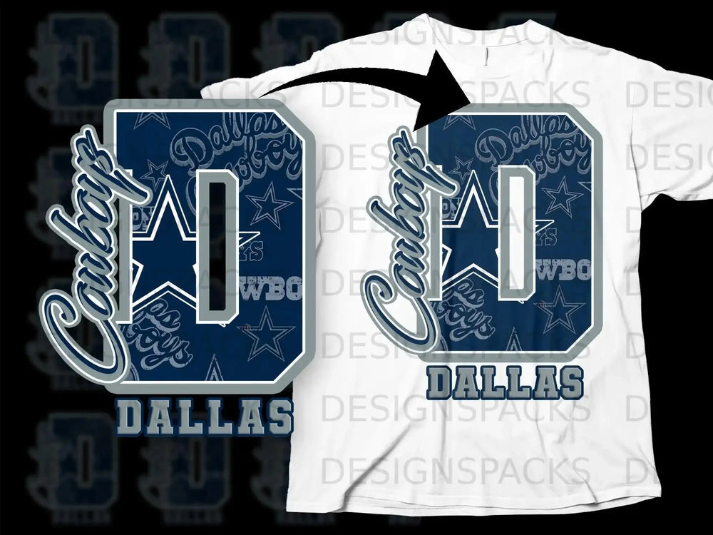 Dallas Cowboys 'D' Graphic T-Shirt with Star Pattern