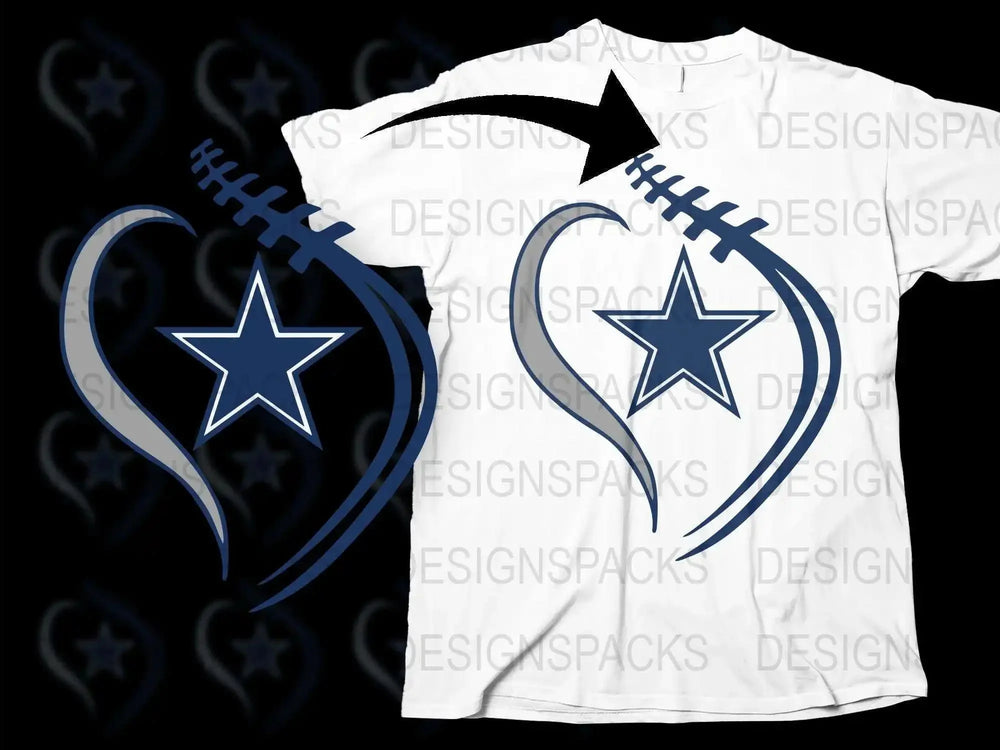 Dallas Star Graphic T-Shirt, Blue and White Football Team Inspired Tee, Unisex Sports Apparel