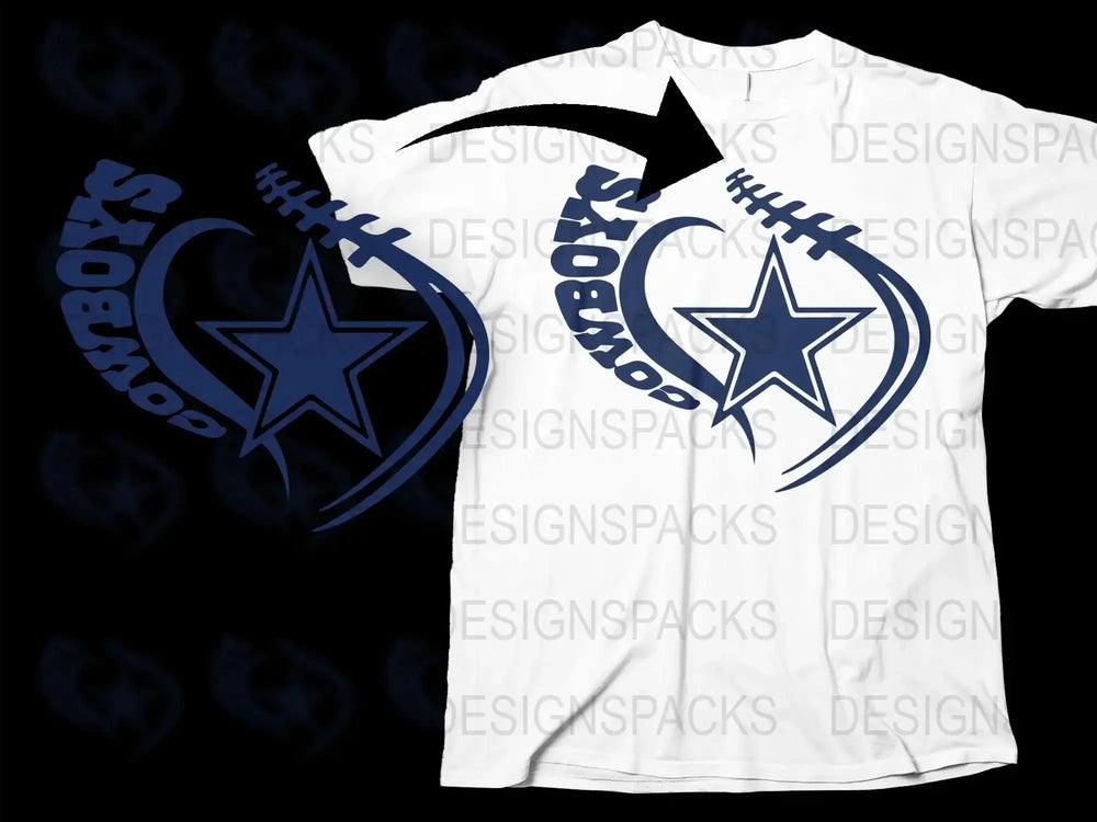 Dallas Football Star Logo T-Shirt, Sports Fan White Graphic Tee, Casual Game Day Apparel