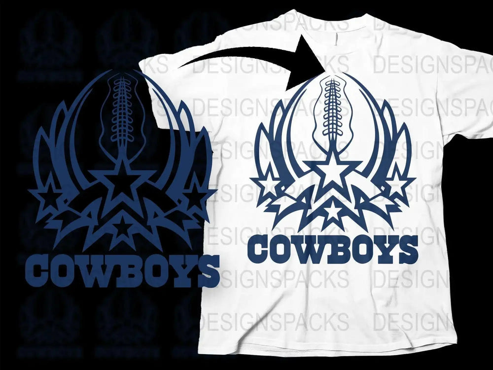 Cowboys Graphic T-Shirt, Blue and White Sports Fan Tee, Stylish Team Support Apparel