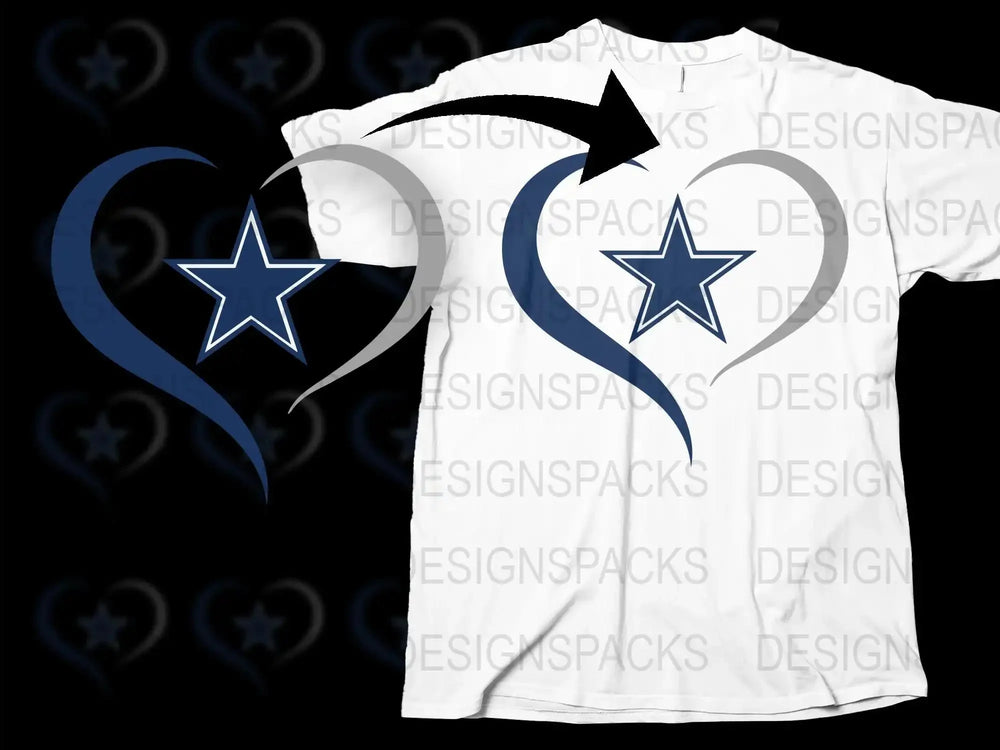 White T-Shirt with Blue Star and Heart Graphic, Unisex Casual Sports Tee