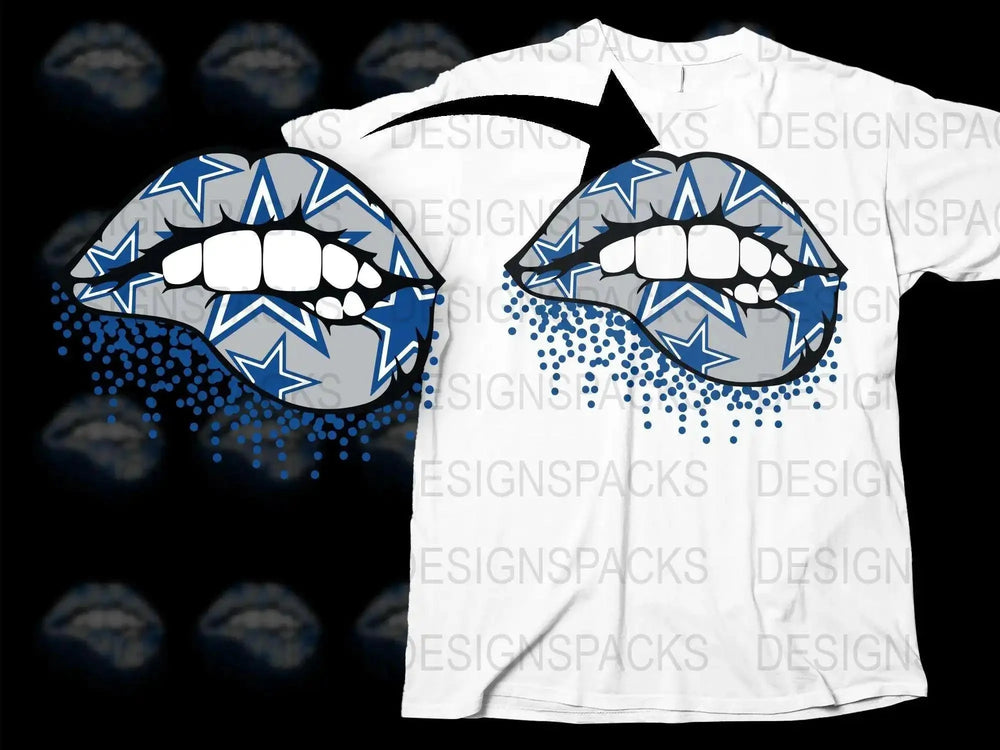 Graphic T-Shirt Abstract Lip Design, Blue White Streetwear Style, Unisex Casual Tee, Trendy Urban Apparel