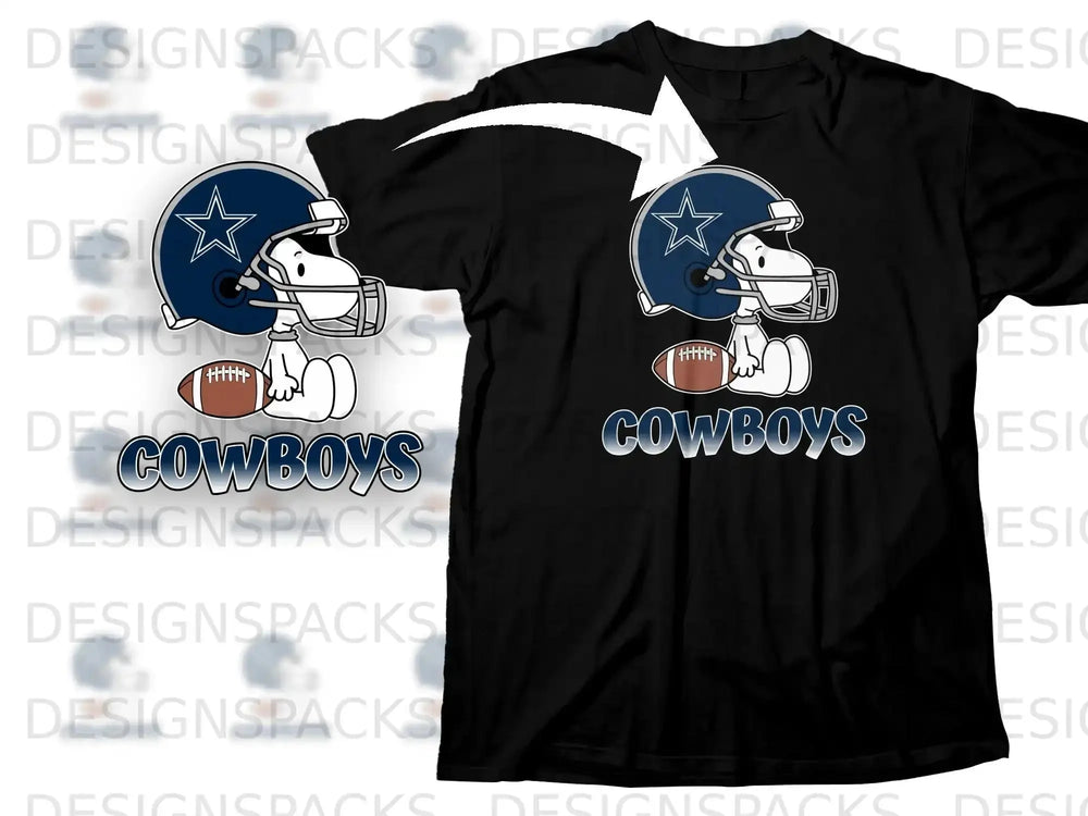 Snoopy Dallas Cowboys Helmet Football COWBOYS Black T Shirt product type