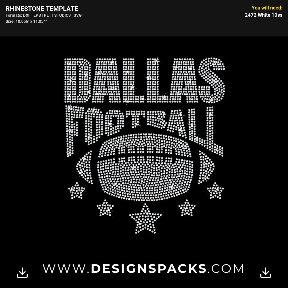 Dallas Foostball Stars Rhinestone Digital Template