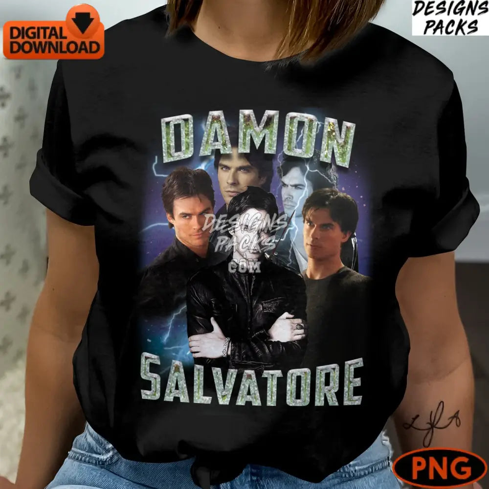 Damon Salvatore Vampire Diaries Digital Art Tv Show Character Png Instant Download Fan