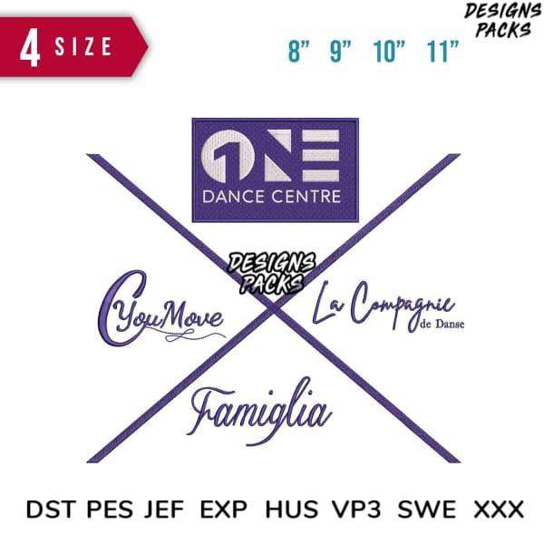 Dance studio embroidery designs in 4 sizes, compatible with DST PES JEF formats for instant download