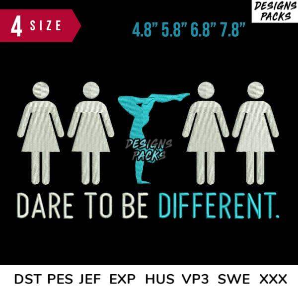 Dare to Be Different embroidery design in 4 sizes, DTF/DTG & tumbler wrap compatible, instant download