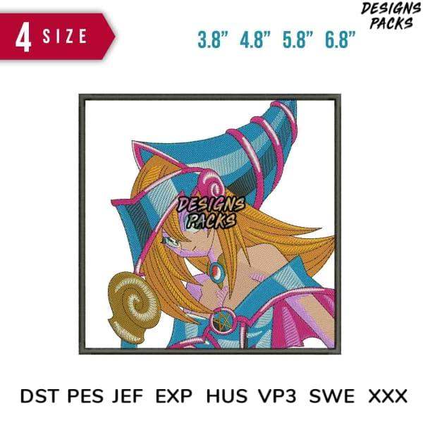 Anime witch embroidery design in 4 sizes, DTF/DTG ready, PES SVG formats for instant download