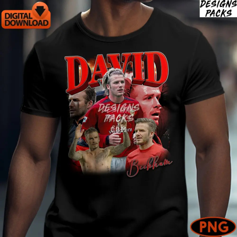 David Beckham Manchester United Tribute Art Digital Print Instant Download Soccer Png File