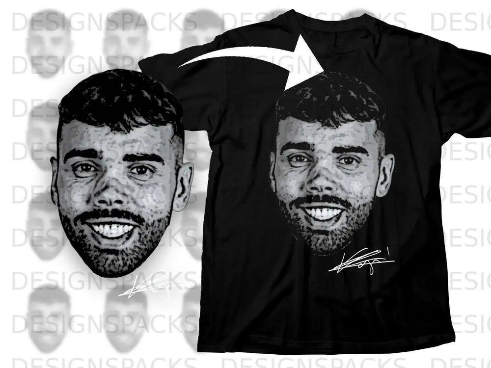 Monochrome Smiling Face Artistic Design T-shirt