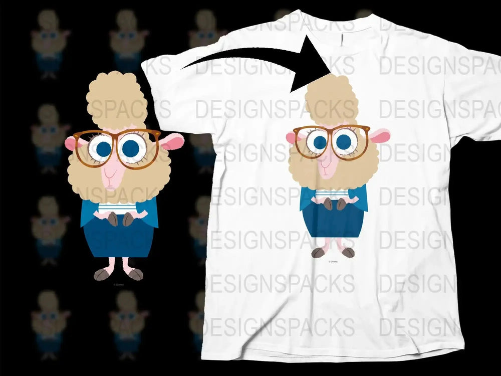 Cute Cartoon Sheep Graphic T-Shirt, Funny Animal Tee for All Ages, Unisex Kids and Adults T-Shirt