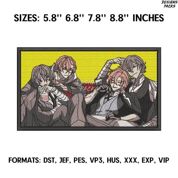 Dazai and Chuuya Embroidery Design File, Bungo Stray Dogs Anime Embroidery Design, Machine embroidery, Anime Pes Design