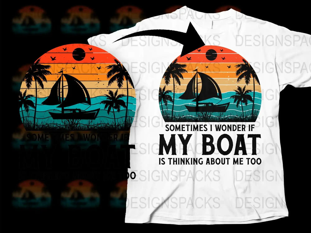 Tropical Sunset Boat Graphic T-Shirt, Beach Scene Silhouette Tee, Summer Casual Wear, Unique Ocean Design Shirt