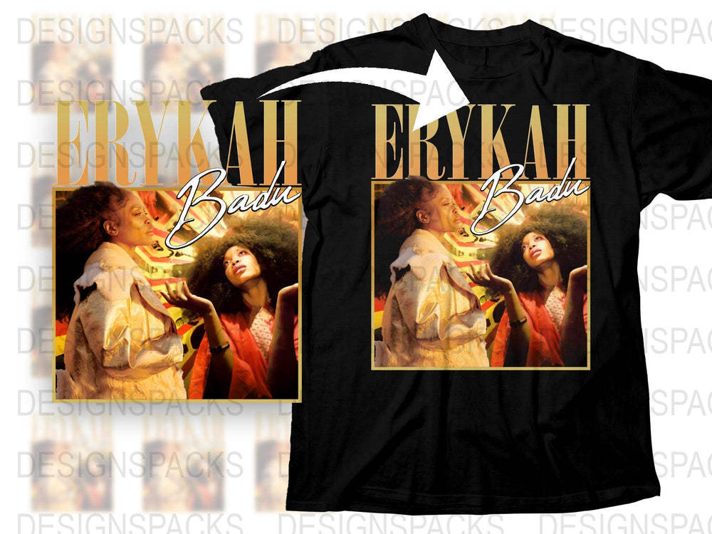 Erykah Badu Inspired Graphic T-Shirt, Vintage Music Artist Tee, Unisex Fashion Black Shirt, Retro Style Fan Apparel, Gift Idea