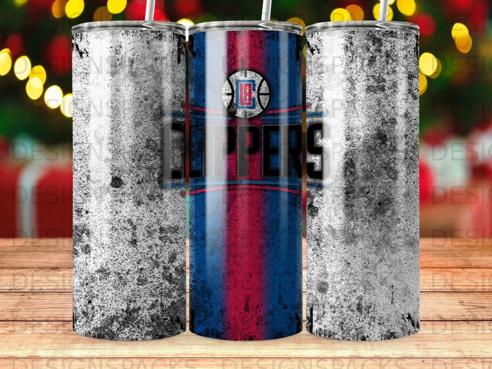 Los Angeles Clippers basketball team logo on a distressed tumbler.
