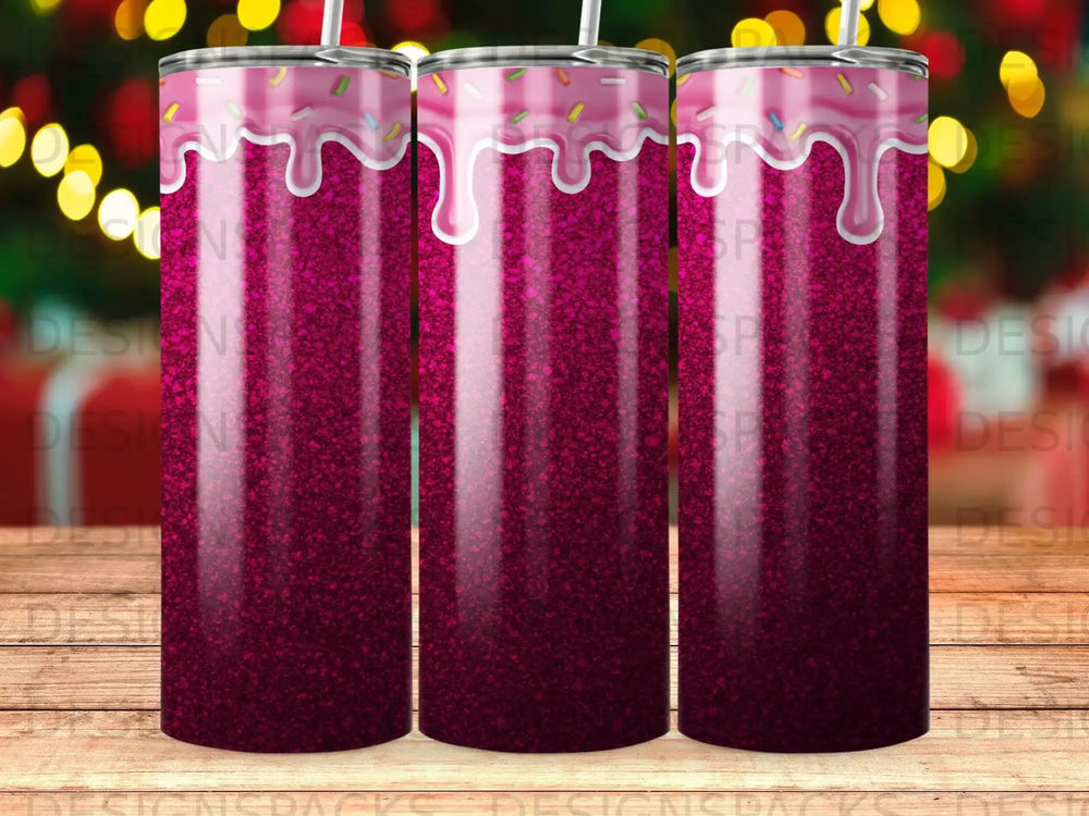 Fuchsia Glitter Pink Frosting Drip Sprinkles Tumbler product