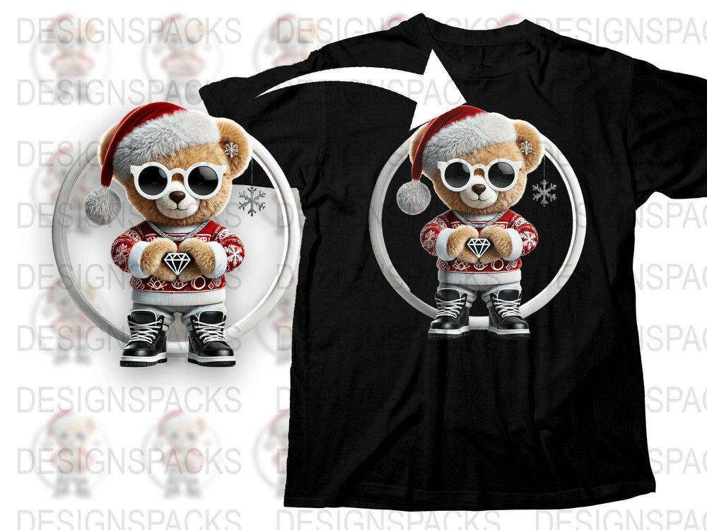 Cute Santa Bear T-Shirt, Christmas Holiday Graphic Tee, Kids and Adults Festive Apparel, Winter Fashion