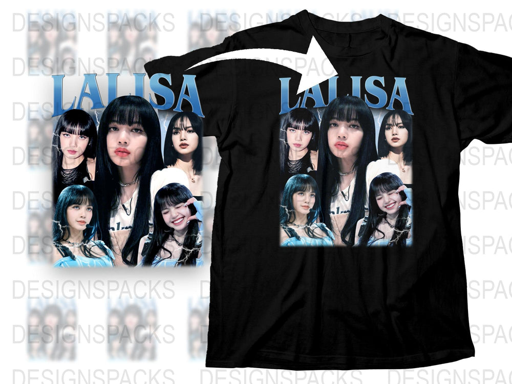 Pop Star Graphic T-Shirt, Black Tee with Celebrity Collage Print, Fashionable Music Lover Gift Idea, Unique Photo Shirt Design