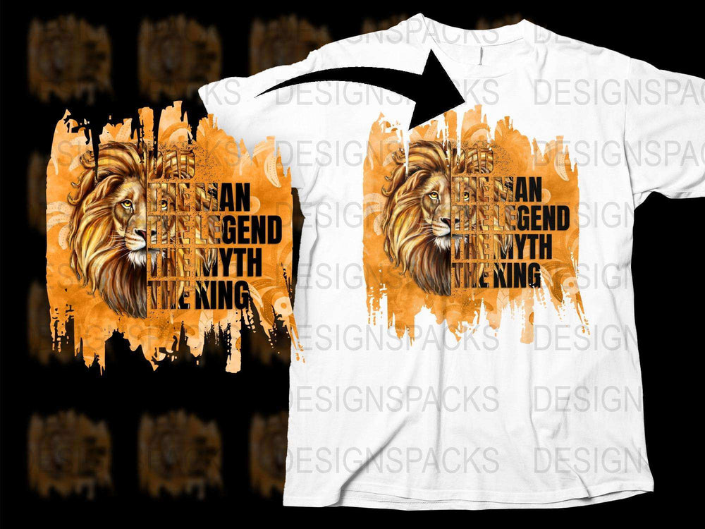 Lion Legend Myth King T-Shirt, Gold Splash Graphic Tee, Wildlife Animal Print Shirt, Unisex Adult Clothing