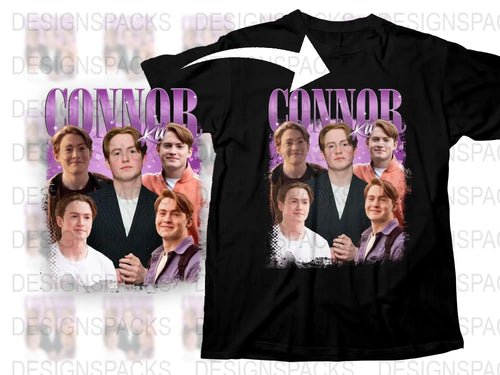 Fan T-Shirt with Multiple Face Montage, Black Connor Graphic Tee, Unique Gift Idea