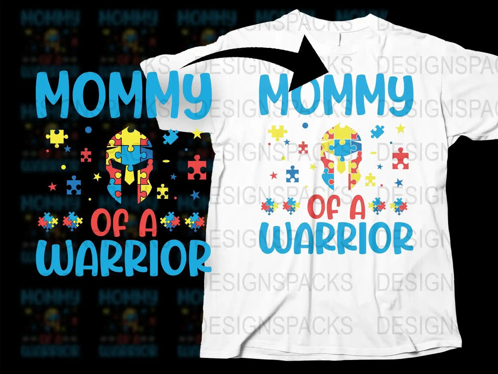 Mommy of a Warrior T-Shirt, Autism Awareness, Colorful Puzzle Pieces, Supportive Mom Tee, Comfortable Unisex Clothing