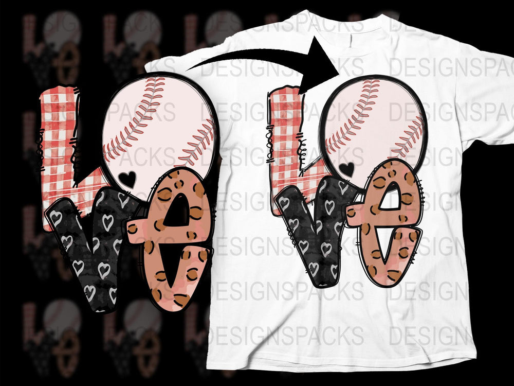 Baseball Heart Gloves T-Shirt, Black and Red Checkered, Casual Sports Tee, Unisex Graphic Shirt