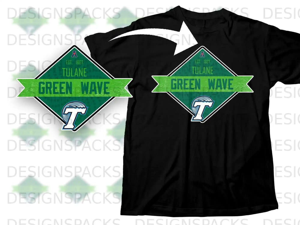 Tulane Green Wave Diamond Logo T-Shirt Cute Design