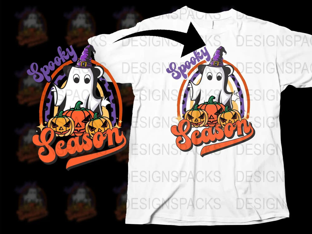 Spooky Season Ghost Pumpkin T-Shirt, Halloween Graphic Tee, Cute Fall Apparel, Holiday Fashion for All Ages