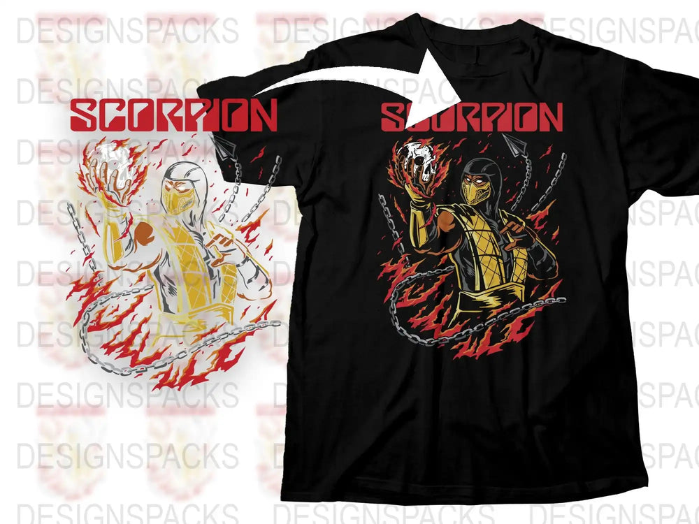 Scorpion Graphic T-Shirt, Mortal Combat Inspired Tee, Men's Gaming Shirt, Cool Fighter Design Shirt