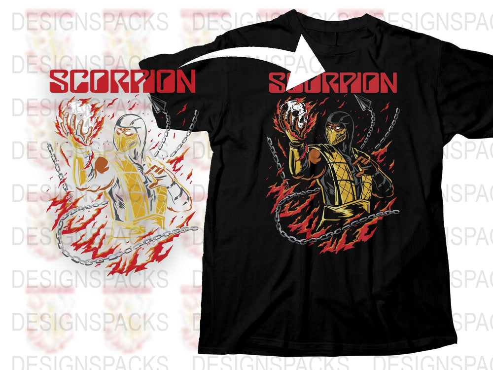 Scorpion Graphic T-Shirt, Mortal Combat Inspired Tee, Men's Gaming Shirt, Cool Fighter Design Shirt
