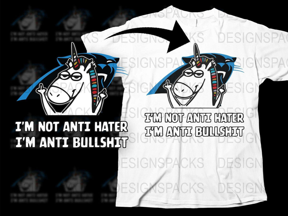 Funny Unicorn T-Shirt, I'm Not Anti Hater I'm Anti Bullshit, Sarcastic Graphic Tee, Novelty Shirt for Adults, Humorous Gift Idea