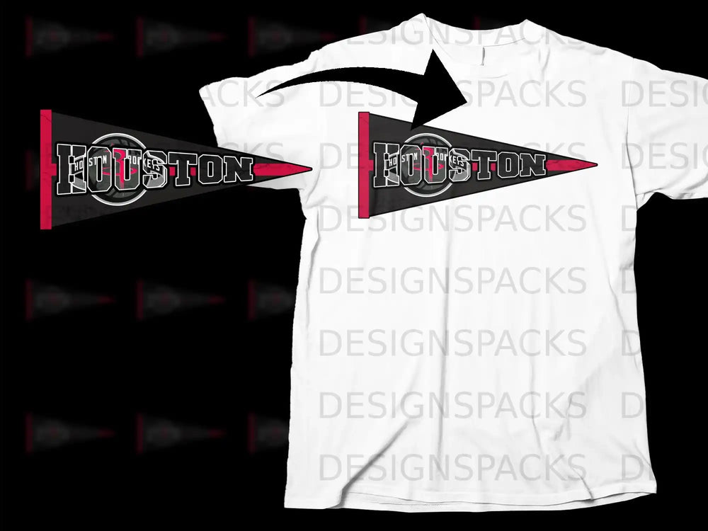 Houston Pennant Graphic Printed T-shirt Perfect for Fans