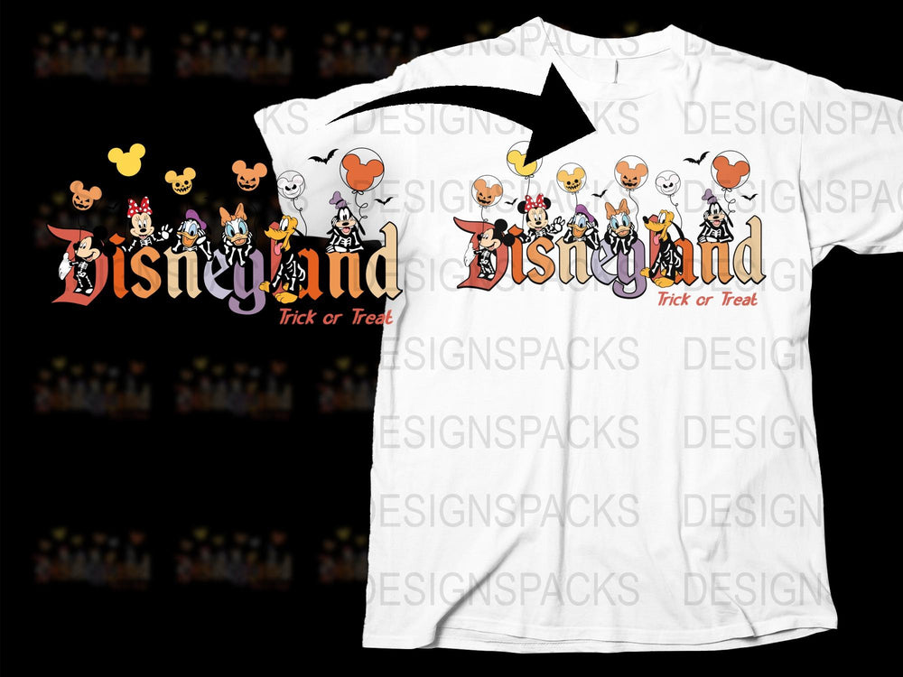 Disneyland Trick or Treat Halloween T-Shirt, Disney Character Holiday Apparel, Family Vacation Tee