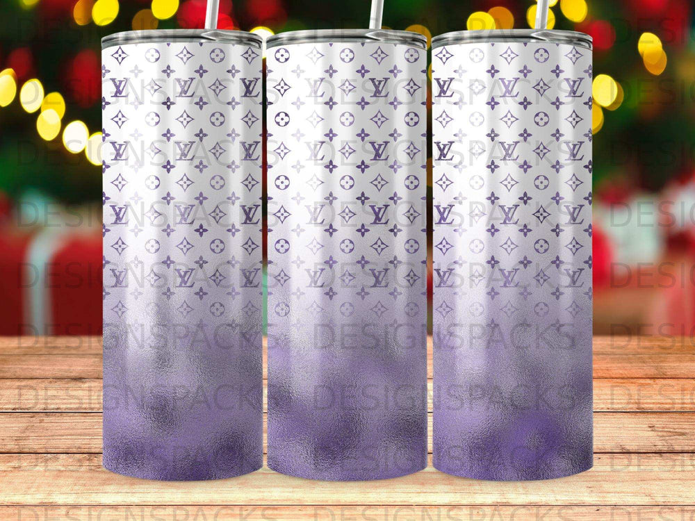 Purple Lilac White Monogram Gradient Tumbler product type