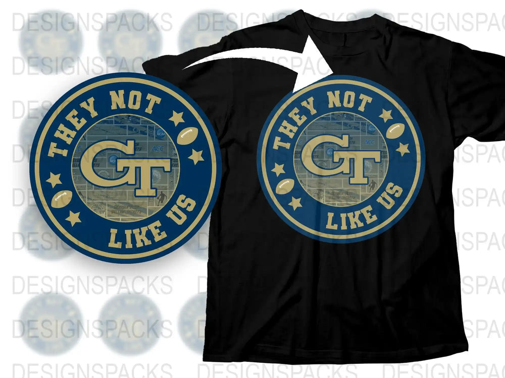 They Not Like Us T-Shirt, Retro Style Graphic Tee, Vintage Blue and Gold Design, Casual Streetwear