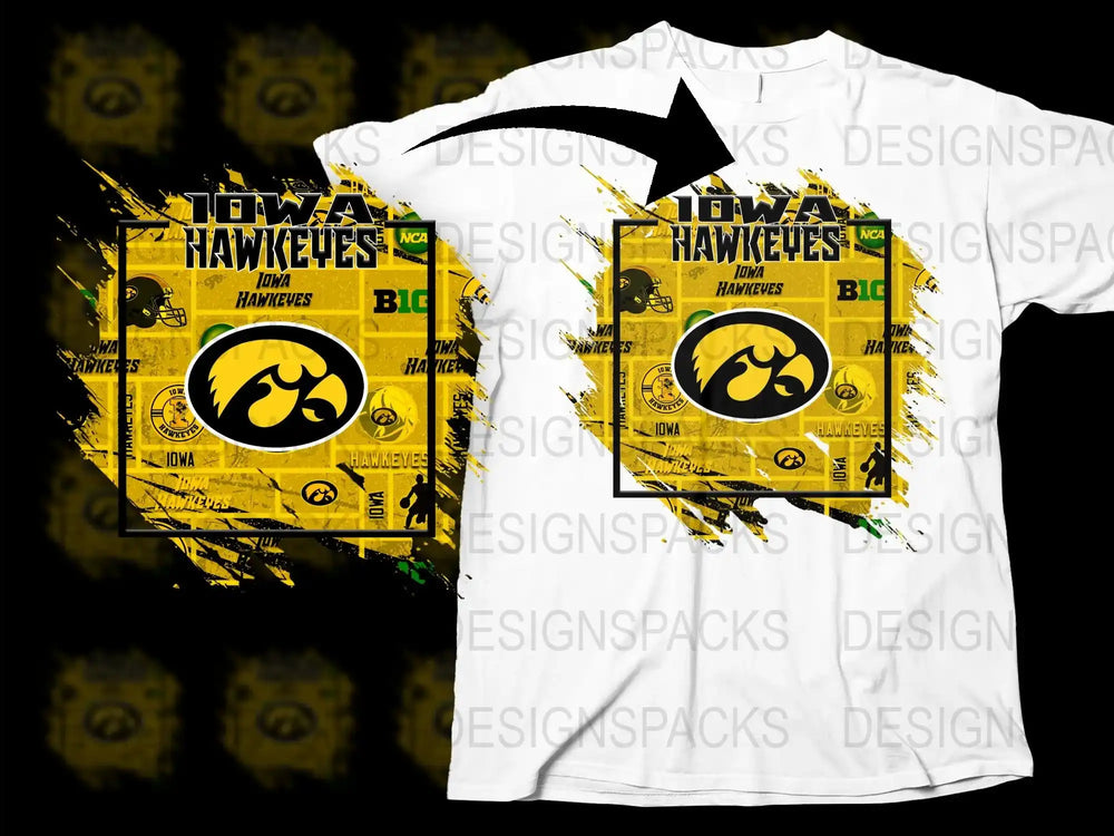 Iowa Hawkeyes T-Shirt Vintage Distressed Style Big Ten Sports Fan Apparel