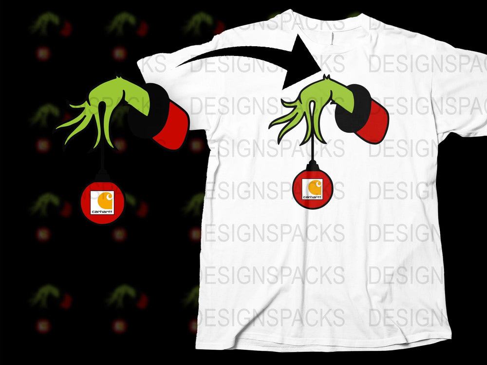 Unique White T-Shirt with Green Monster Hands Graphic, Fun Party Wear, Unisex Clothing