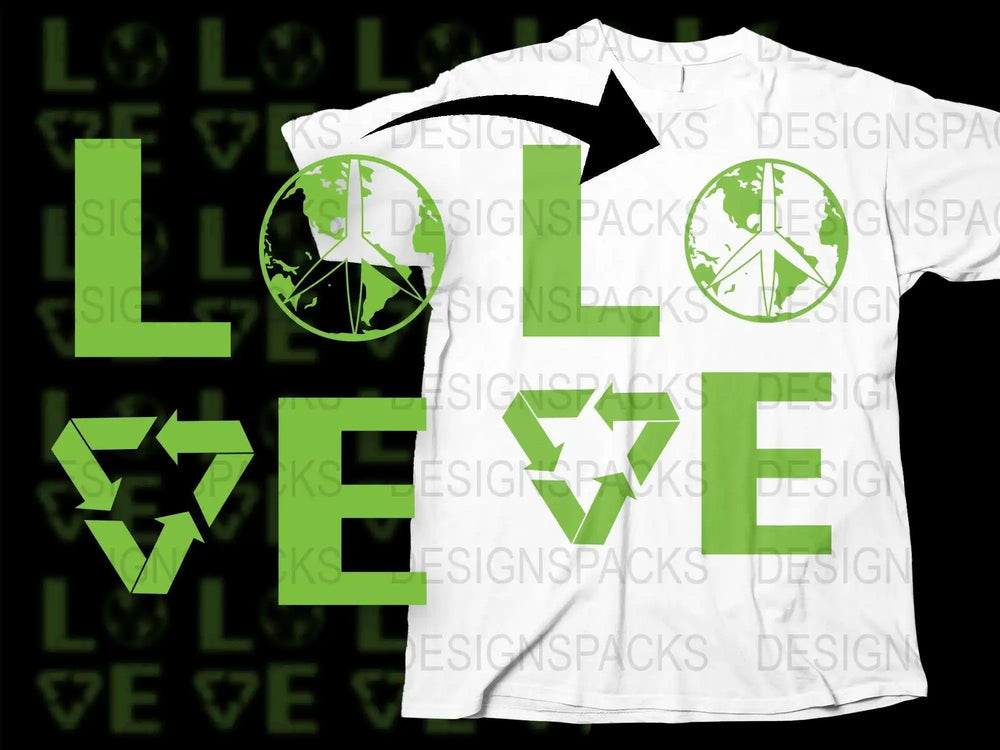 Unisex White Love Peace Graphic T-Shirt, Bold Green Lettering, Casual Streetwear Tee, Trendy Fashion Top for All