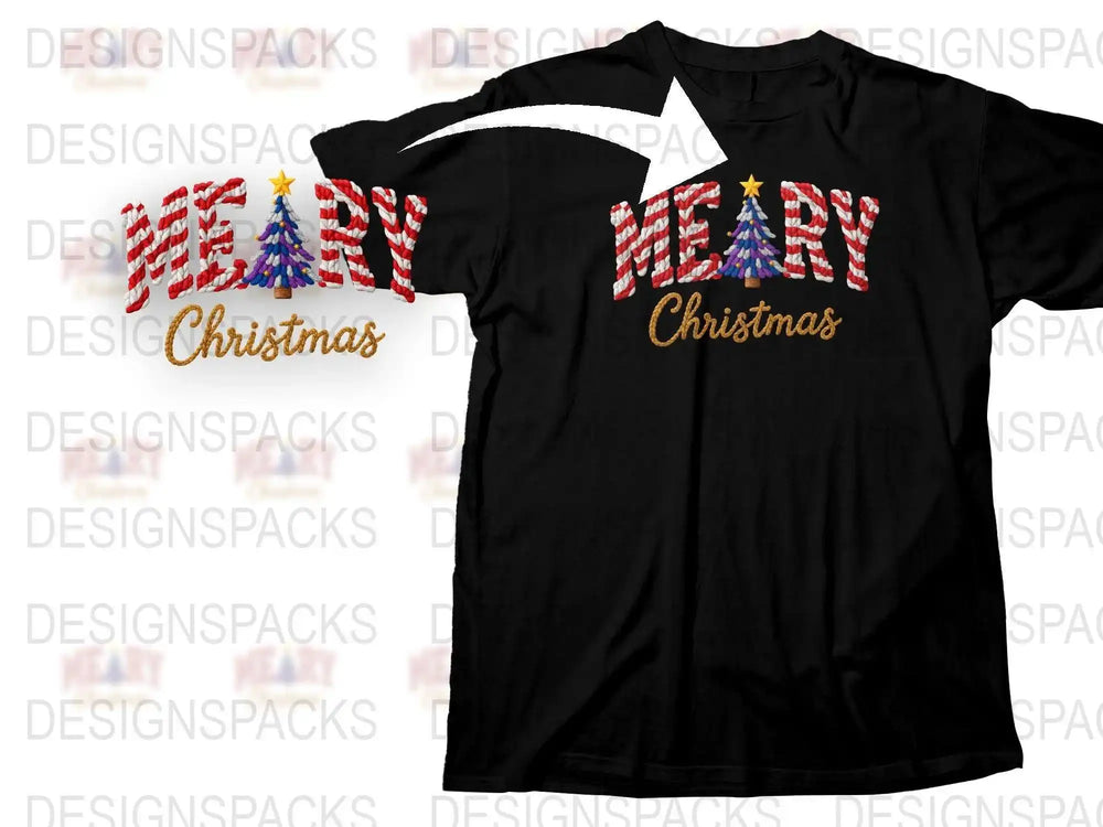 Festive Merry Christmas T-Shirt, Holiday Graphic Tee, Sparkling Star Design, Unisex Black Shirt