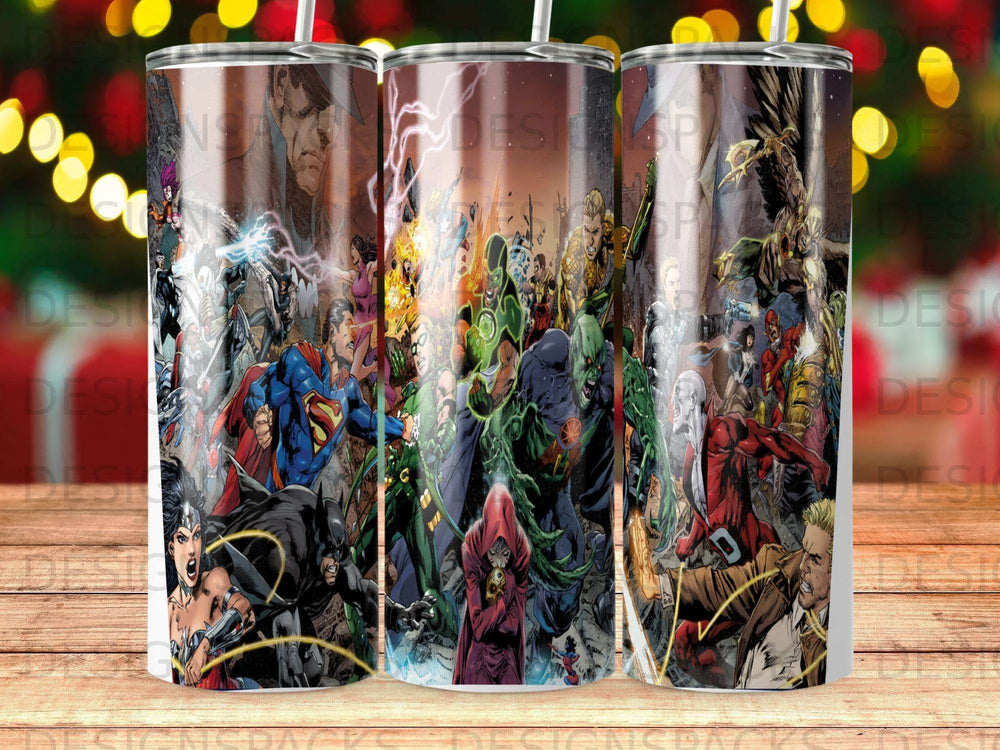 DC Heroes Villains Dynamic Battle Tumbler Digital Wrap Design