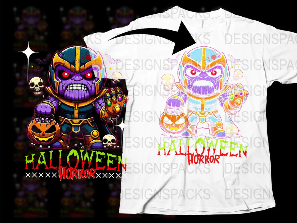 Halloween Horror T-Shirt, Spooky Cartoon Monster Graphic, Kids and Adults Casual Wear